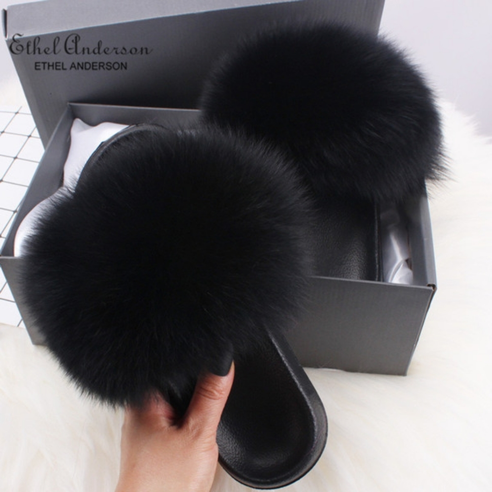 Ethel Anderson Genuine Hair Slippers 